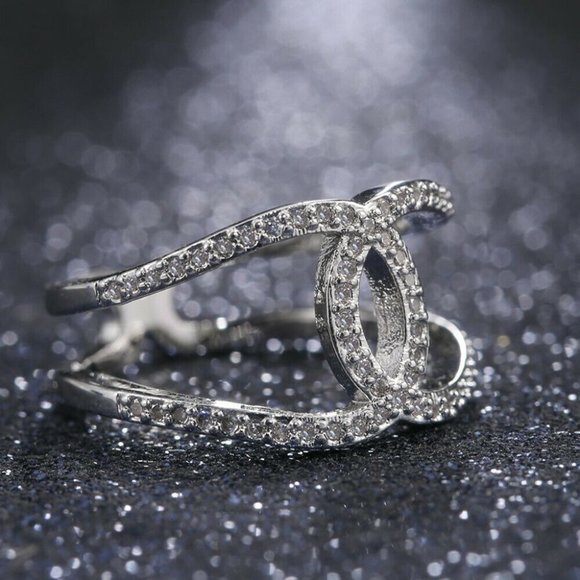 Infinity 925 Silver Ring White Sapphire New - Picture 7 of 7